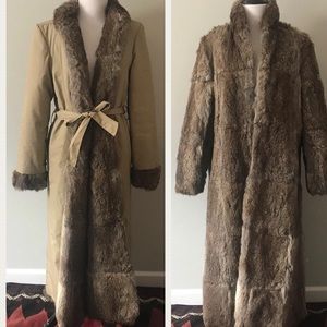 Vintage Reversible Rabbit Fur Trench